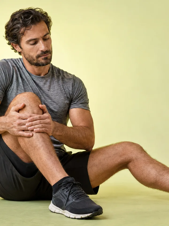 Runner stretching his knee