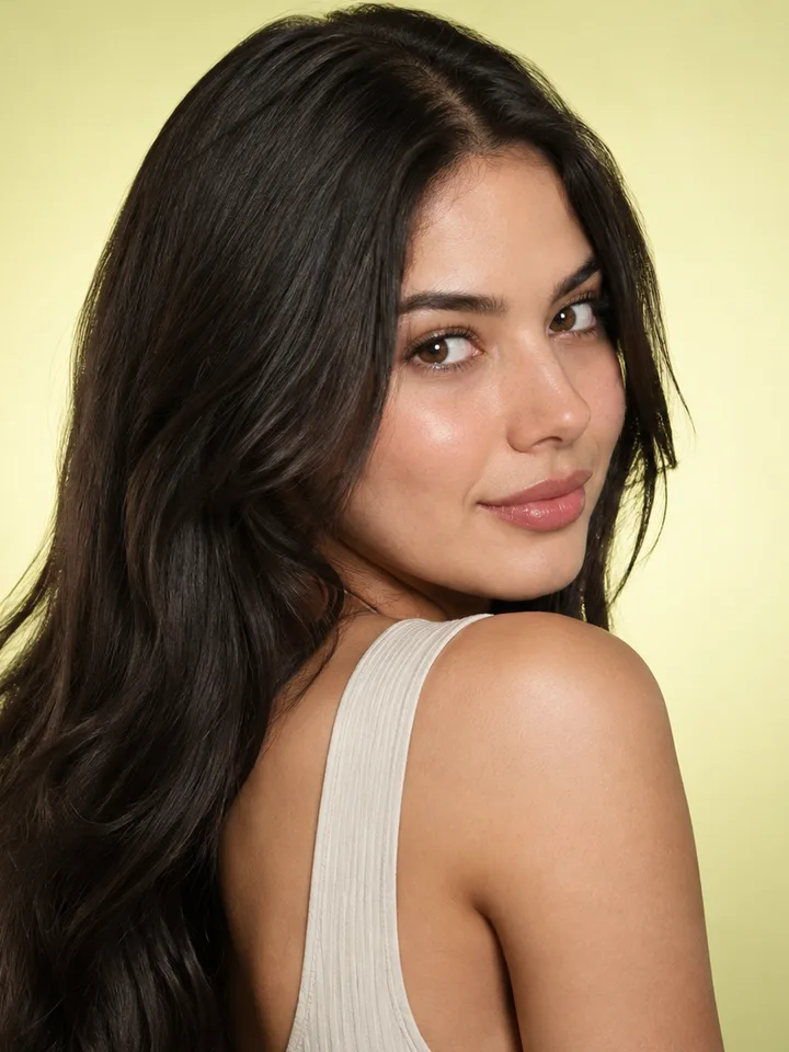 Woman with glossy healthy hair