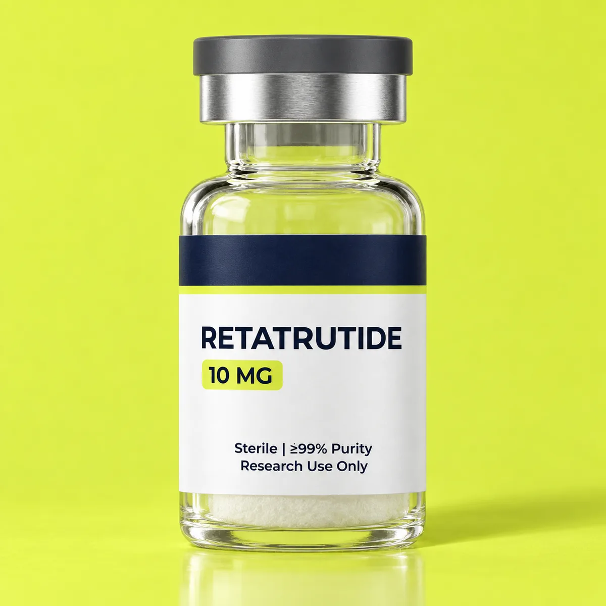 Retatrutide vial with freeze-dried peptide